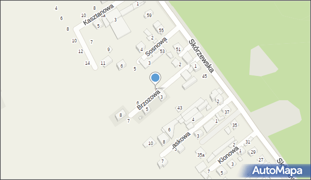 Skórzewo, Brzozowa, 4, mapa Skórzewo