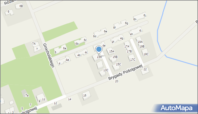 Skrzeszew, Brygady Pościgowej, 13A, mapa Skrzeszew