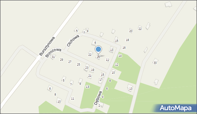 Słajszewo, Brzozowa, 20, mapa Słajszewo