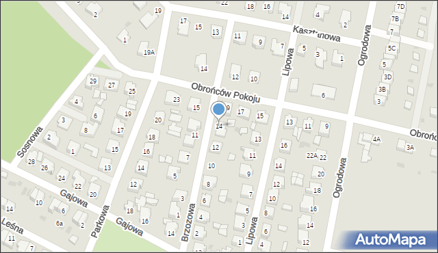 Sława, Brzozowa, 14, mapa Sława