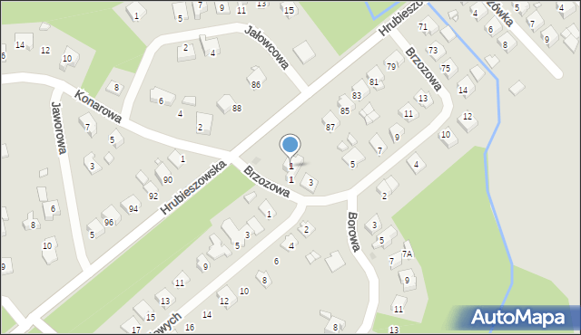 Sławków, Brzozowa, 1, mapa Sławków