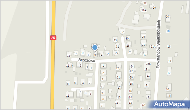 Ślesin, Brzozowa, 6, mapa Ślesin