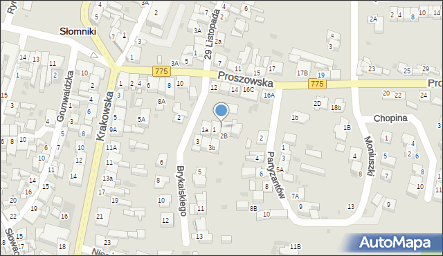Słomniki, Brykalskiego Stanisława, por., 1b, mapa Słomniki