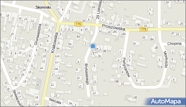 Słomniki, Brykalskiego Stanisława, por., 3, mapa Słomniki