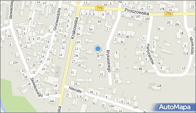Słomniki, Brykalskiego Stanisława, por., 8, mapa Słomniki