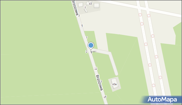 Słowik, Brzozowa, 9, mapa Słowik
