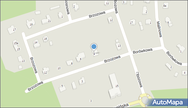 Słubice, Brzozowa, 4, mapa Słubice