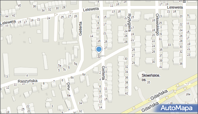 Słupsk, Browicza Tadeusza, prof., 22, mapa Słupska