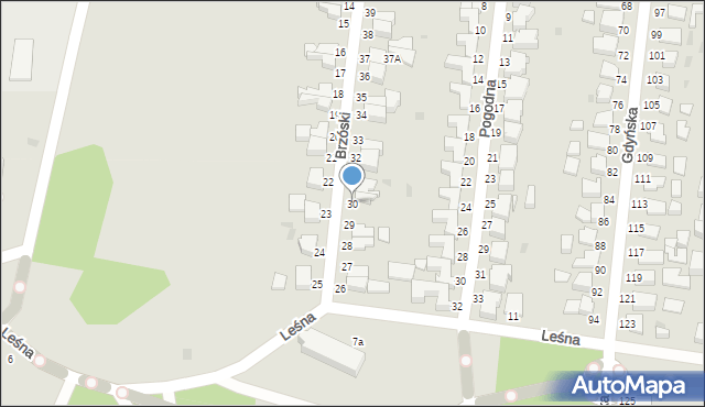Słupsk, Brzóski Stanisława, ks., 30, mapa Słupska