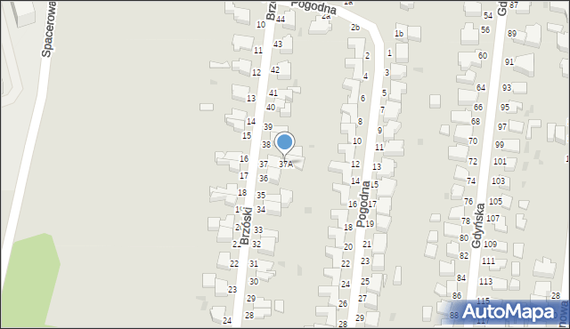 Słupsk, Brzóski Stanisława, ks., 37A, mapa Słupska