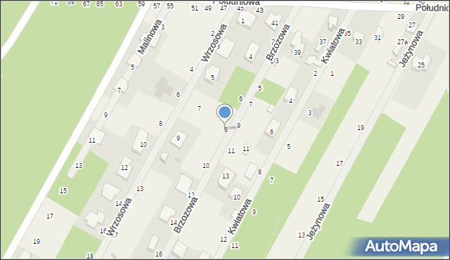 Smardzewice, Brzozowa, 8, mapa Smardzewice