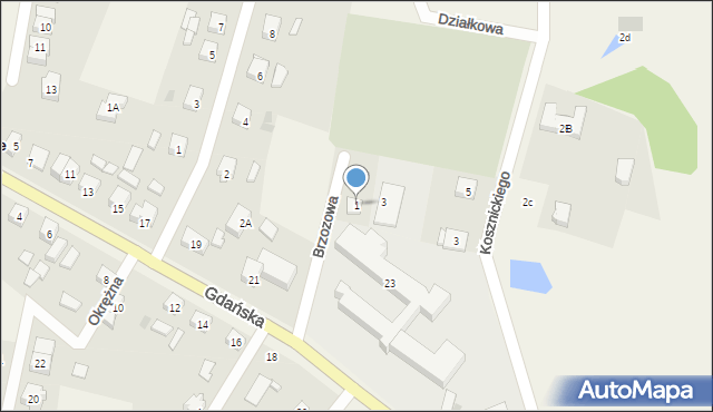 Smętowo Graniczne, Brzozowa, 1, mapa Smętowo Graniczne