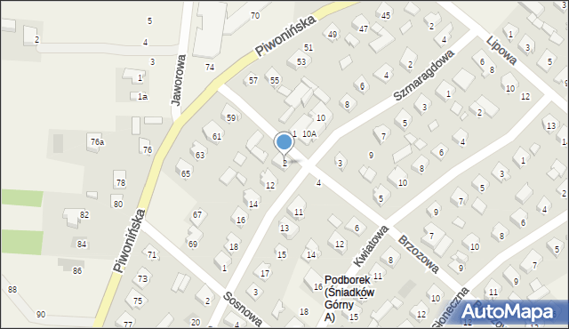 Sobienie-Jeziory, Brzozowa, 2, mapa Sobienie-Jeziory