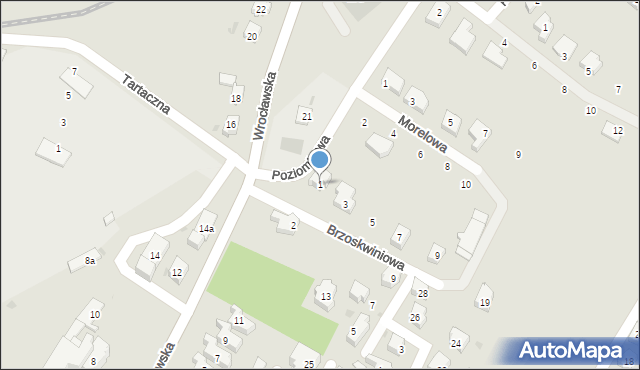 Sobótka, Brzoskwiniowa, 1, mapa Sobótka