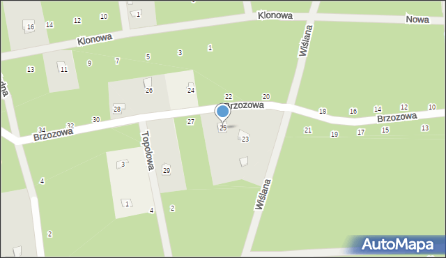 Sokolniki-Las, Brzozowa, 25, mapa Sokolniki-Las