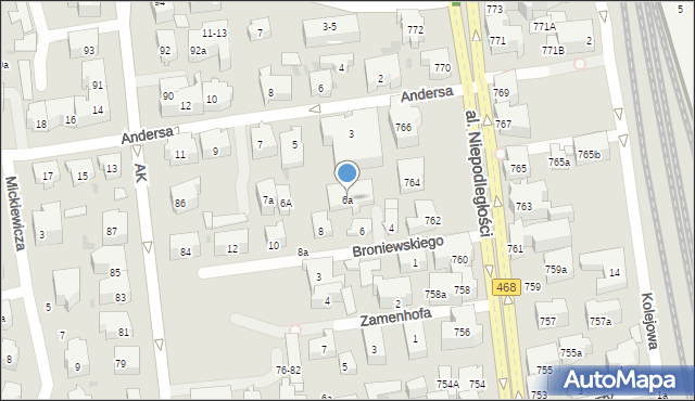 Sopot, Broniewskiego Władysława, 6a, mapa Sopotu
