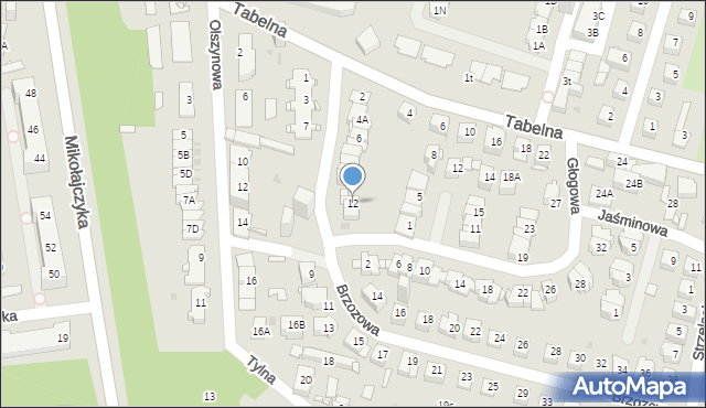 Sosnowiec, Brzozowa, 12, mapa Sosnowca