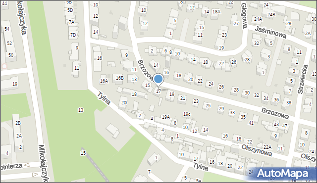 Sosnowiec, Brzozowa, 17, mapa Sosnowca