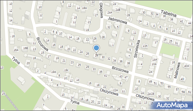 Sosnowiec, Brzozowa, 28, mapa Sosnowca