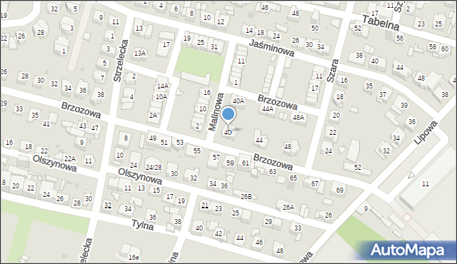 Sosnowiec, Brzozowa, 40, mapa Sosnowca