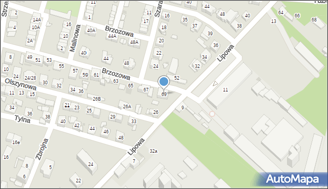 Sosnowiec, Brzozowa, 69, mapa Sosnowca