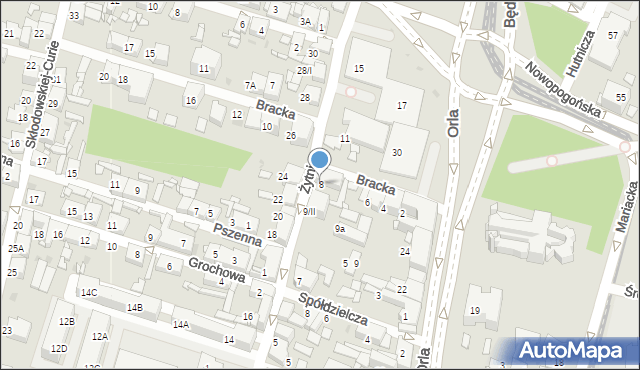 Sosnowiec, Bracka, 8, mapa Sosnowca