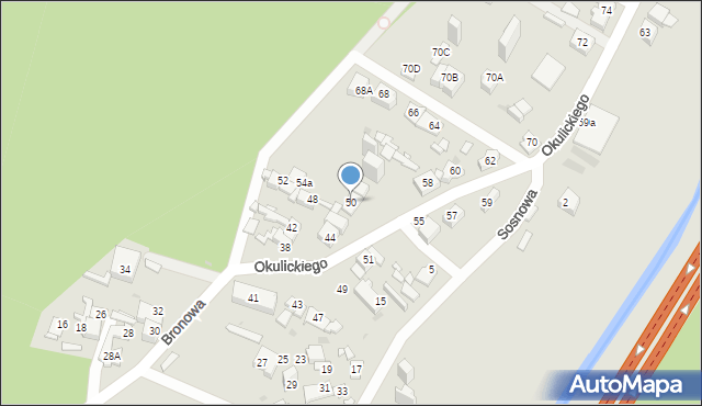 Sosnowiec, Bronowa, 50, mapa Sosnowca