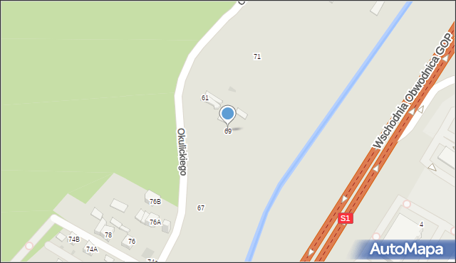 Sosnowiec, Bronowa, 69, mapa Sosnowca