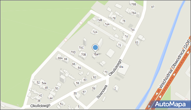 Sosnowiec, Bronowa, 70A, mapa Sosnowca