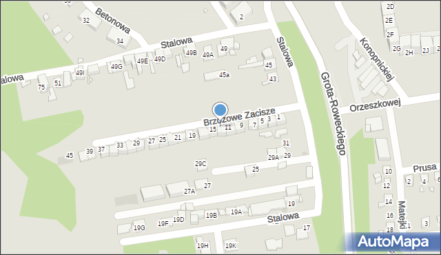 Sosnowiec, Brzozowe Zacisze, 13, mapa Sosnowca