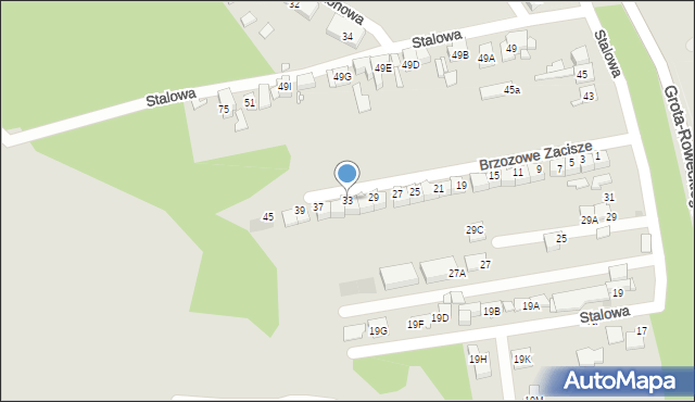 Sosnowiec, Brzozowe Zacisze, 33, mapa Sosnowca