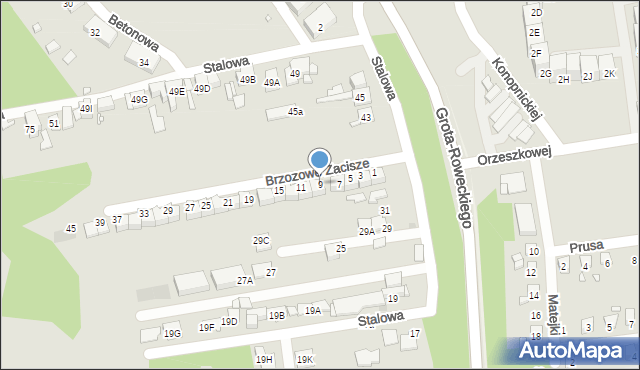 Sosnowiec, Brzozowe Zacisze, 9, mapa Sosnowca