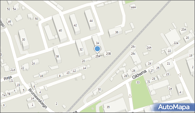 Sosnowiec, Broniewskiego Władysława, 20A, mapa Sosnowca