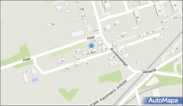 Sosnowiec, Broniewskiego Władysława, 7B, mapa Sosnowca