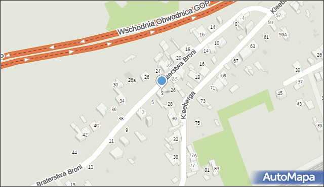 Sosnowiec, Braterstwa Broni, 3, mapa Sosnowca