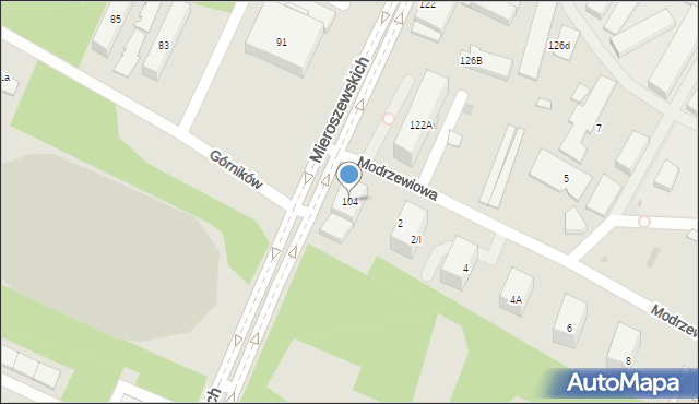 Sosnowiec, Braci Mieroszewskich, 104, mapa Sosnowca