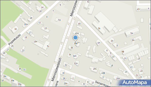 Sosnowiec, Braci Mieroszewskich, 36a, mapa Sosnowca