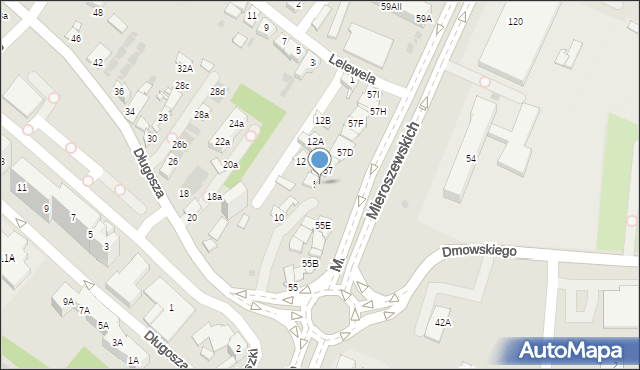 Sosnowiec, Braci Mieroszewskich, 57A, mapa Sosnowca