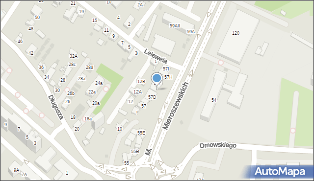 Sosnowiec, Braci Mieroszewskich, 57E, mapa Sosnowca