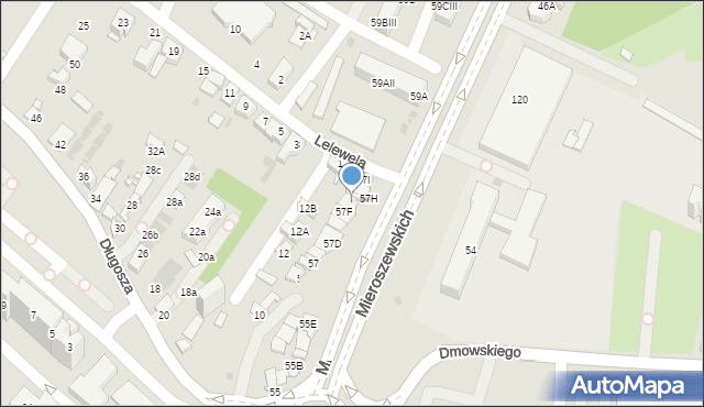 Sosnowiec, Braci Mieroszewskich, 57G, mapa Sosnowca