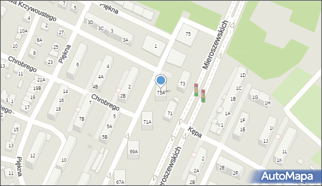 Sosnowiec, Braci Mieroszewskich, 73A, mapa Sosnowca