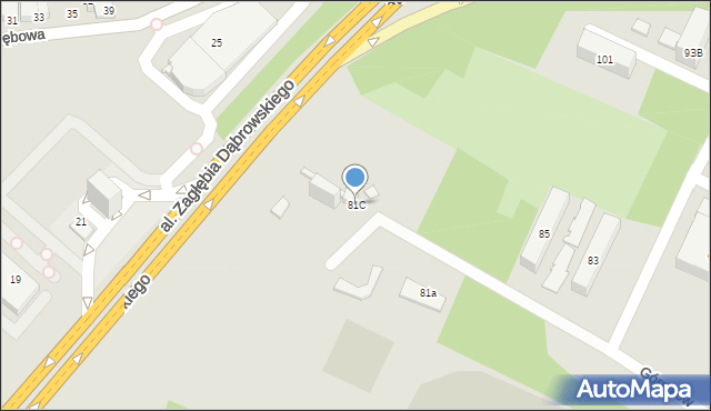 Sosnowiec, Braci Mieroszewskich, 81C, mapa Sosnowca