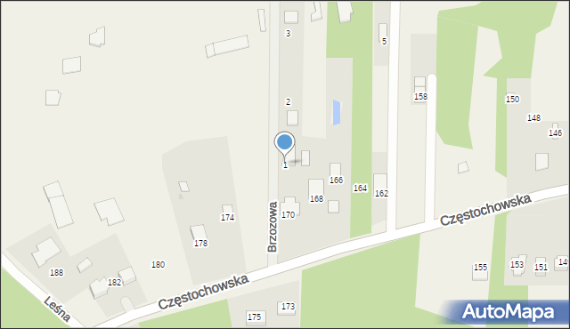 Srocko, Brzozowa, 1, mapa Srocko