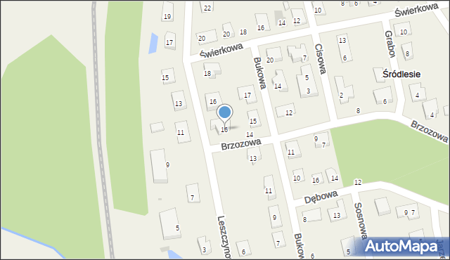 Śródlesie, Brzozowa, 16, mapa Śródlesie