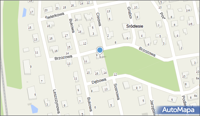 Śródlesie, Brzozowa, 7, mapa Śródlesie
