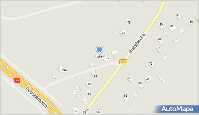 Stalowa Wola, Brandwicka, 67A, mapa Stalowa Wola