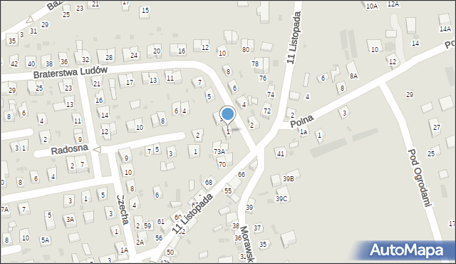 Stary Sącz, Braterstwa Ludów, 1, mapa Stary Sącz