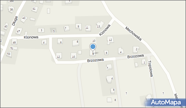 Starzyno, Brzozowa, 8, mapa Starzyno