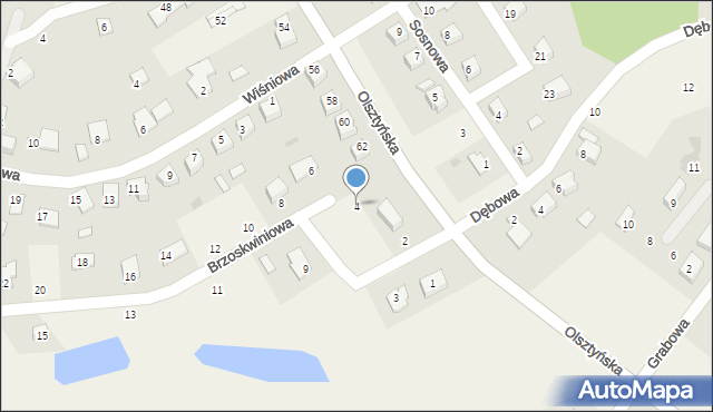 Stawiguda, Brzoskwiniowa, 4, mapa Stawiguda