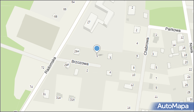 Stromiec, Brzozowa, 1, mapa Stromiec